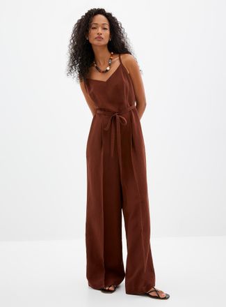 Contemporaine Womens Thin straps linen-lyocell jumpsuit