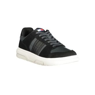 Tommy Hilfiger Leather-Polyester Colorblock Sneaker - Black