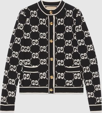 Gucci GG Wool Bouclé Jacquard Cardigan, Black, Ready-to-wear