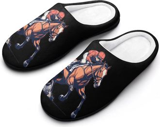Generic Horse Racing Womens Slippers Warm House Slippers Indoor House Shoes with Anti-Skid Rubber Sole
