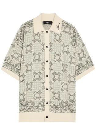 Amiri Checked Logo-monogram Cotton-blend Shirt - Off White - XL