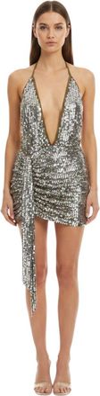 Dsquared2 Silver Embellished Halter Neck Mini Dress