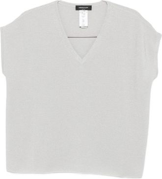 Fabiana Filippi Womens V-Neck Short Sleeves Knitted Construction Cotton V-Necked Top