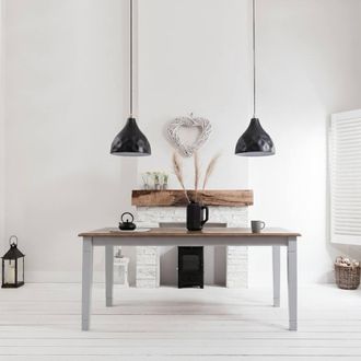 N&ouml;a & Nani Canterbury Dining Table 180cm in Silk Grey and Dark Pine