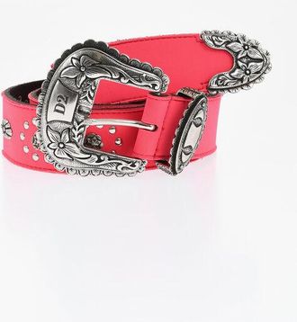 Dsquared2 Leather and Fabric Western Belt with Studs 40mm size 90