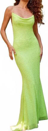 Jovani Cowl Gown In Lime