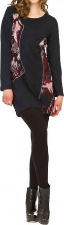 Papillon Snake Print Patch Sweater Dress In Navy