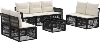 vidaXL Conjunto De Sof&aacute;s De Jard&iacute;n 8 Uds. Negro Y Blanco Crema Vidaxl