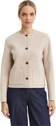Theory Cardigan Jas in Double-Face Wol Twill - Dames - Zomerjassen - Beige - L - Wol - Jassen