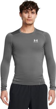 Under Armour Mens HeatGear Armour Comp L/S T-Shirt - White/Castlerock Size 3XL