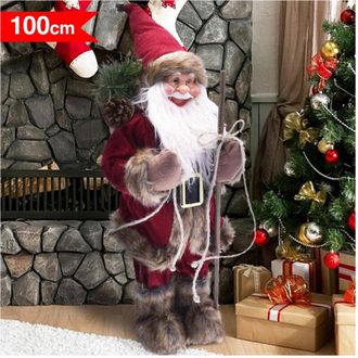 Trade Shop TrAdE Shop Traesio - Babbo Natale Nordico 100cm In Plastica Vestiti In Tessuto Decorazione Natalizia