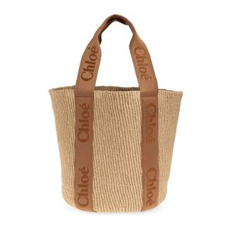 Chlo&eacute; Tote Bags, female, Beige, Size: ONE SIZE Woody Large shopper bag