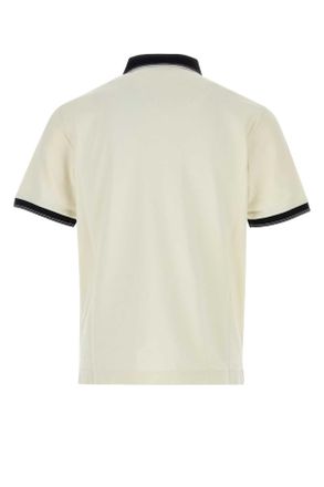 Prada Mens Piqu&eacute; With Contrast Collar And Cuff Polo Shirt Beige Cotton
