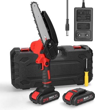 OEM Mini Motosierra De 4 Pulgadas Con Bloqueo De Seguridad, Motosierra El&eacute;ctrica Inal&aacute;mbrica Con Bater&iacute;a Recargable De 21 V