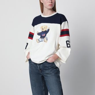 Polo Ralph Lauren Polo Bear oversized cotton T-shirt in white/navy