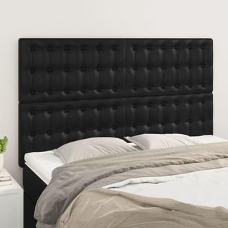 vidaXL Cabeceros 4 Unidades Cuero Sint&eacute;tico Negro 72x5x78/88 Cm Vidaxl