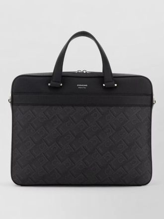Ferragamo canvas briefcase bag embossed pattern handles