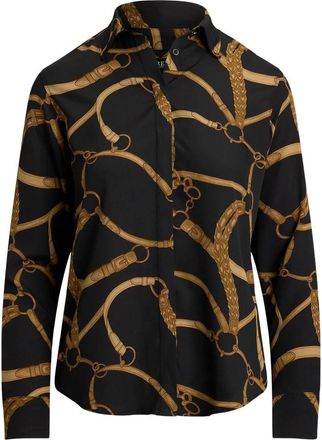 Ralph Lauren Zwarte Lauren Door Kristy Shirt - Dames - Overhemden - Zwart - M - Polyester - Overhemden