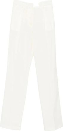 Elisabetta Franchi Broek van Gabardine Stof - Dames - Straight fit broeken - Wit - M - Wol - Broeken
