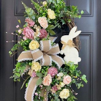OEM Guirnalda De Conejitos De Pascua - Planta Artificial, Corona De Rat&aacute;n, Decoraci&oacute;n Para Fiestas, Decoraci&oacute;n De Puertas