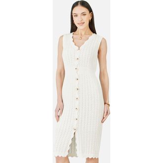 Yumi Cotton Scallop Crochet Knitted Dress in Ivory at Nordstrom, Size Medium
