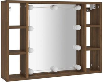 vidaXL Mueble con espejo y led color roble marrón 76x15x55 cm Vidaxl