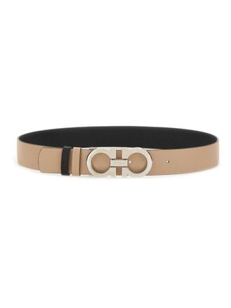 Ferragamo Beige Gancini Cut To Size Reversible Belt