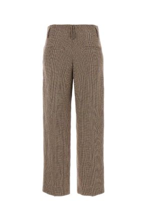 Brunello Cucinelli Embroidered Linen Trousers - Brown