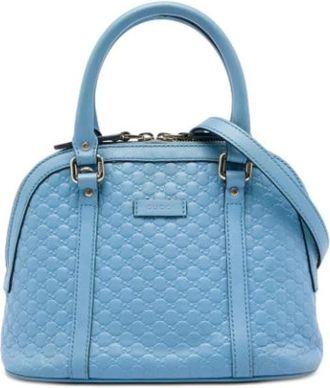 Gucci Pre-owned Dome Satchel - Dames - Vintage Handtas - Blauw - ONE Size - Leer - Vintage