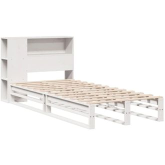 vidaXL Cama Con Estanter&iacute;a Sin Colch&oacute;n Madera Maciza Blanca 75x190 Cm Vidaxl