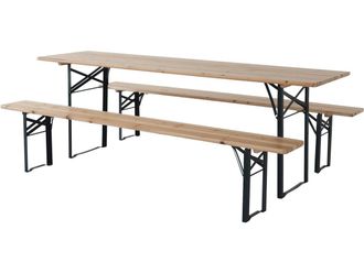 Habitat et Jardin Mesa De Jard&iacute;n Plegable Tipo Brasserie Con 2 Bancos lisboa - 218 X 59,5 X 75 Cm - Marr&oacute;n
