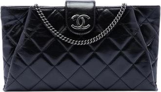 Chanel Pre-owned Gevulde Leren Crossbody Tas - Dames - Vintage Clutch - Zwart - ONE Size - Leer - Vintage