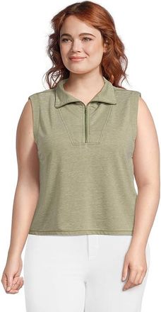 Mod-o-doc Half Zipped Sleeveless Sweatshirt Womens Sweater Faded Fennel : LG (US 12-14), Cotton/Polyester