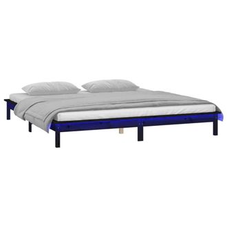 Berkfield Home LED Bed Frame Black 120x190 cm Small Double Solid Wood