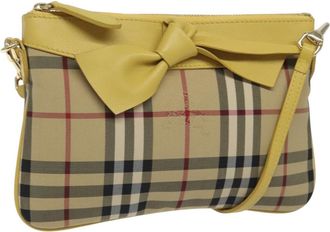 Burberry Nova Check Beige Canvas Shoulder Bag (Pre-Owned)