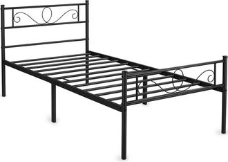 Yaheetech Yaheetech Cama Indivitual Hierro Cama Metálica para colchón de 90 x 190cm Cama Industrial Estructura Metal Negro