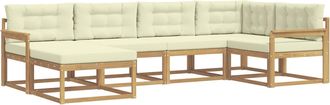 vidaXL Conjunto De Sof&aacute;s De Exterior 5 Uds. Blanco Y Crema Poli&eacute;ster Vidaxl