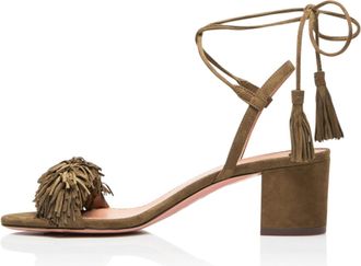 Generic Women Block Heel Tassel Lace Up Sandals Round Peep Toe Suede Dresses Wide High Heels Sandals Retro Elegant Bride Wedding Party Prom Dress Shoes,2.5 UK