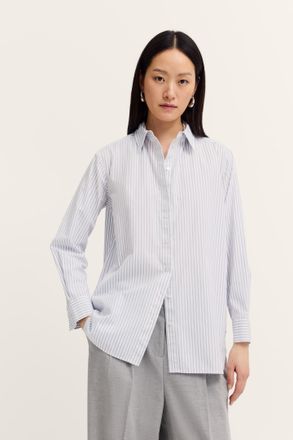 Bugatti Damen Vrijetijdsblouse gestreept met overhemdkraag en knoopsluiting