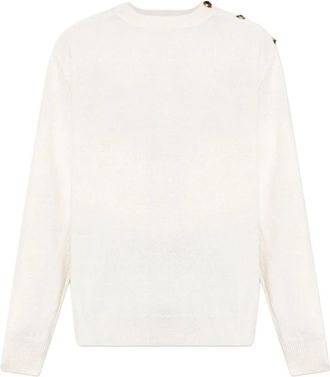 Balmain Sweaters - Heren - Ronde hals truien - Beige - L - Truien & Vesten