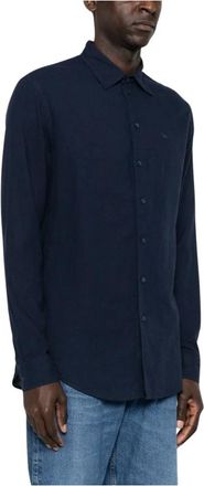 Emporio Armani Linnenmix Overhemd - Heren - Casual Overhemden - Blauw - M - Linnen - Overhemden