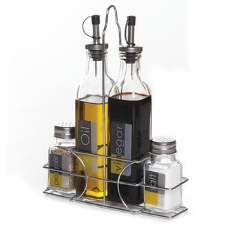 Gibson Home General Store 4-Piece Condiment Set with Wire Caddy in Silver at Nordstrom