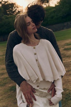 LoveShackFancy Daelyn Capelet Cardigan Sweater