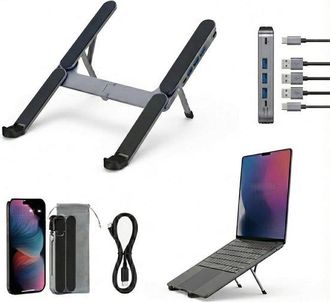 OEM Soporte Ultracompacto Port&aacute;til Concentrador 4 Puertos: Plegable Port&aacute;til Ergon&oacute;mico Aluminio Ajustable 6 Niveles Tabletas 10 16 Pulgadas