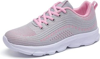 Generic Women Sneakers Lightweight Non-Slip Running Shoes Mesh Breathable Tennis Shoes Orthopedic Trainers Comfortable Wide Fit Trainers Lace Up Low Top Train