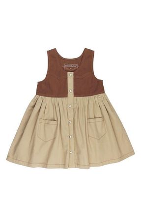 LOvedbaby Sleeveless Organic Cotton Western Dress in Oatmeal at Nordstrom, Size 18-24M