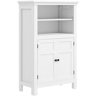 HOMCOM Modern Bathroom Storage Cabinet With Open Shelves - White | TJ Hughes