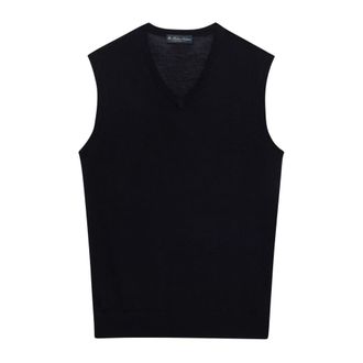 Brooks Brothers Truien & Vesten, Heren, Blauw, XL, Wol, Merino Wol Trui Vest