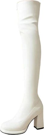 Generic Womens Side Zip Over The Knee Boots High Heels Pointed Toe Leather Pole Dance Boots