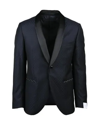 Lubiam Luigi Bianchi Black Jacket with Satin Lapel